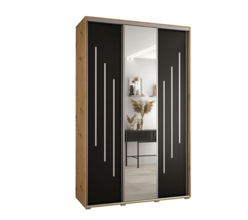 Szafa przesuwna Abiks DAVOS 9 wysoka szer.150cm gł.60cm artisan/czarny/srebrny 1szt.