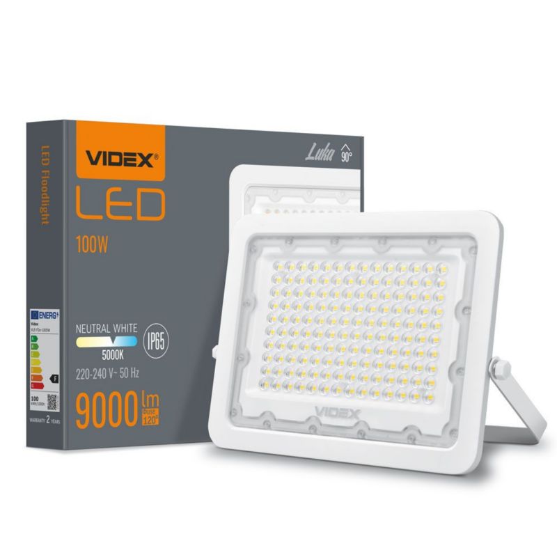 Naświetlacz LED Videx biały LED 100W 5000K 9000lm IP65 wym: 21 x 27,7 x 3 cm aluminium - 1 szt.