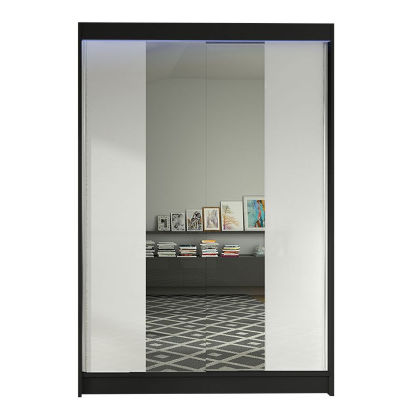 Szafa MIRJAN 24 z drzwiami przesuwnymi Lino II z oświetleniem RGB czarny/biały 1 szt.