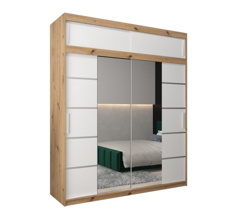 Szafa przesuwna Abiks Verona 4 200 artisan + biały z nadstawką 1 szt.