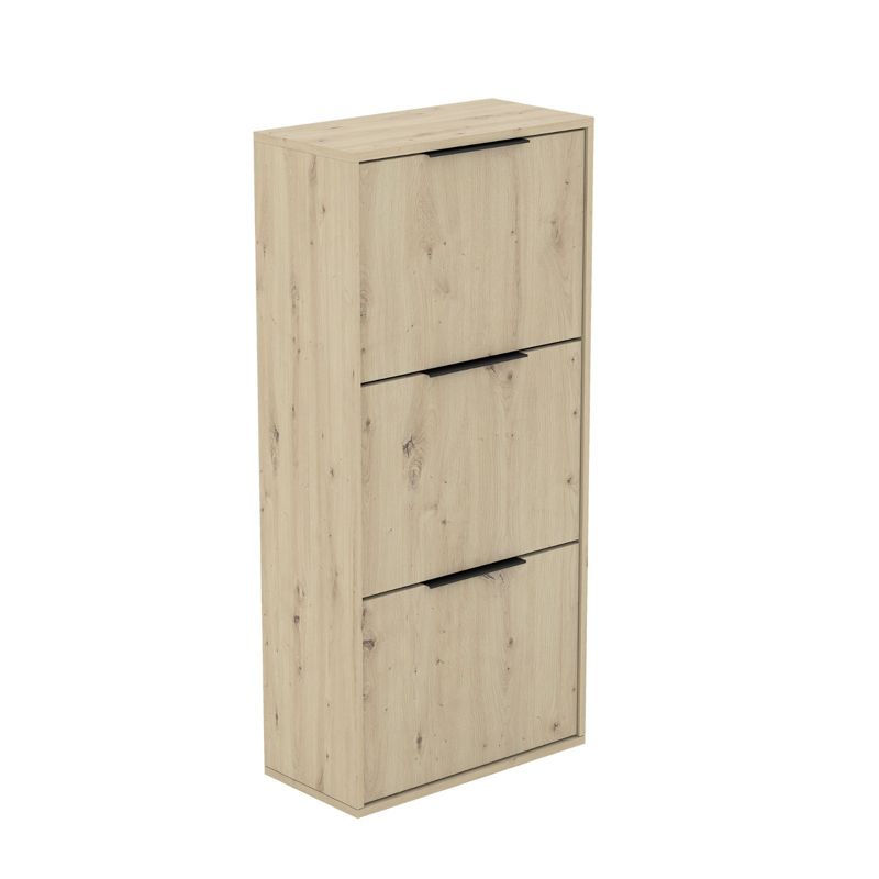 Szafka na buty trzydrzwiowa Bettso Nilo uniwersalna z czarnymi uchwytami dąb artisan 1szt.