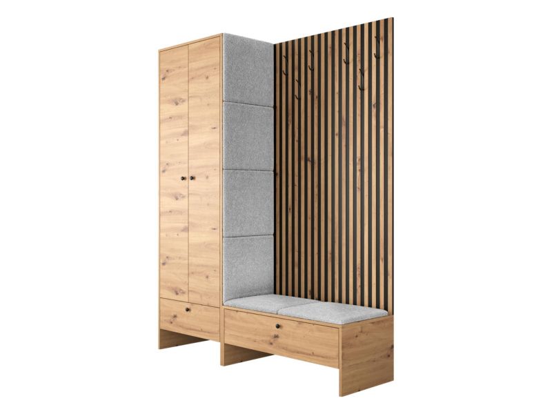 Garderoba MIRJAN 24 Balma III dąb artisan + szara bukla 1 kpl.