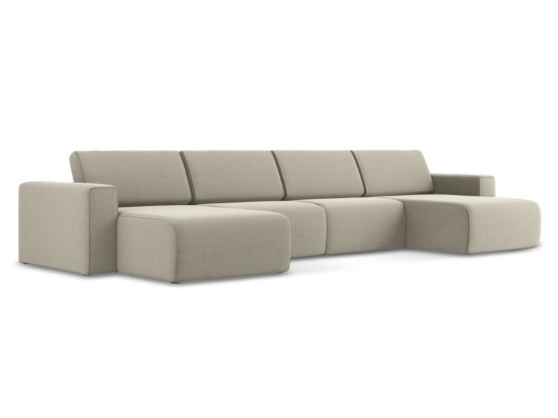 Sofa modułowa panoramiczna LaMiaSofa CASERTA z tkaniny welwetowej 404x167 cm perłowy 1 szt.