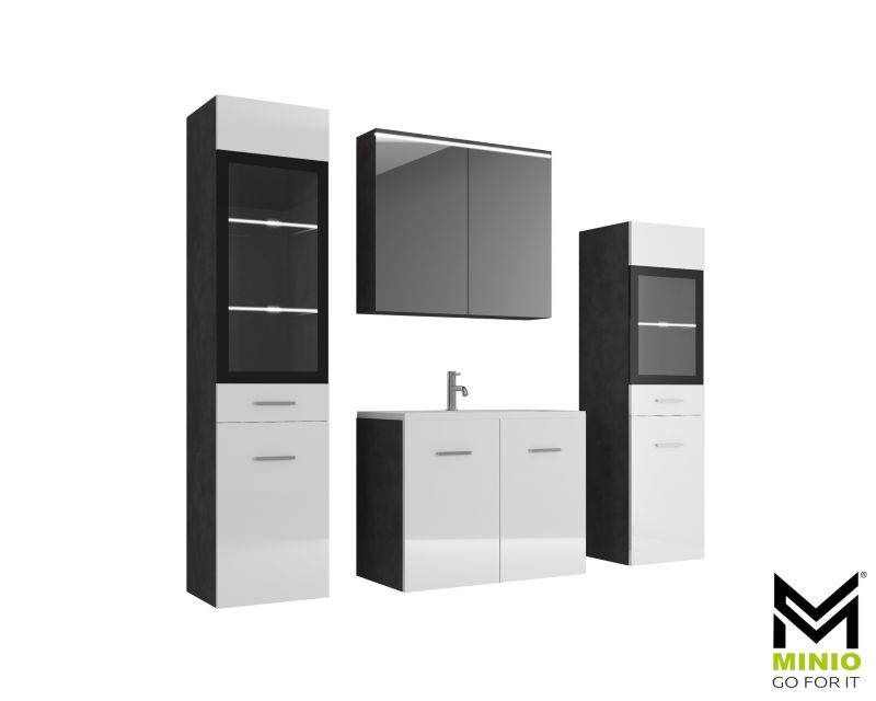 Zestaw mebli łazienkowych MINIO go for it MARIT II matera / biały połysk z oświetleniem 1 kpl.