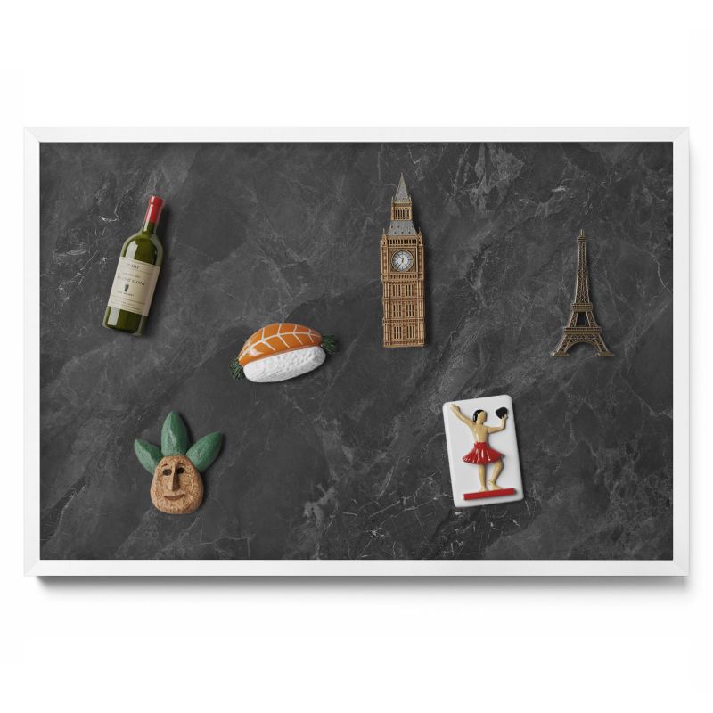 Tablica na magnesy Tulup 60x40 cm Struktura ciemnego kamienia w białej ramie 1 szt.