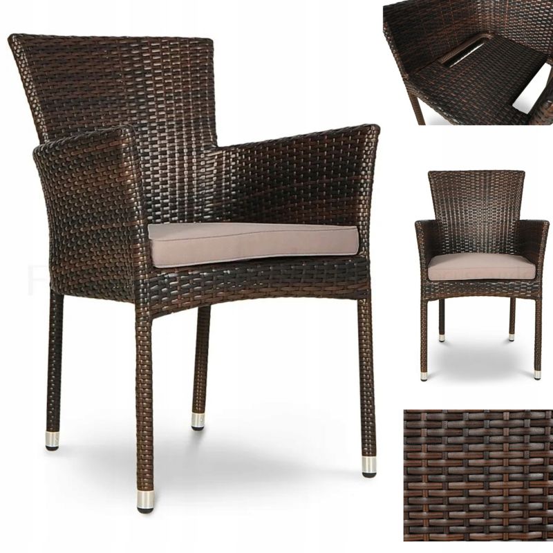 Fotel Ogrodowy Focus Garden na Taras Balkon Technorattan Lerida z Poduszką Brązowy 1 szt