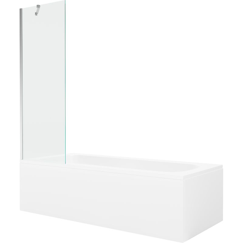 Wanna prostokątna Mexen Vega 150 x 70 cm z obudową i parawanem 1-skrzydłowym 60 cm transparent chrom 1 kpl.