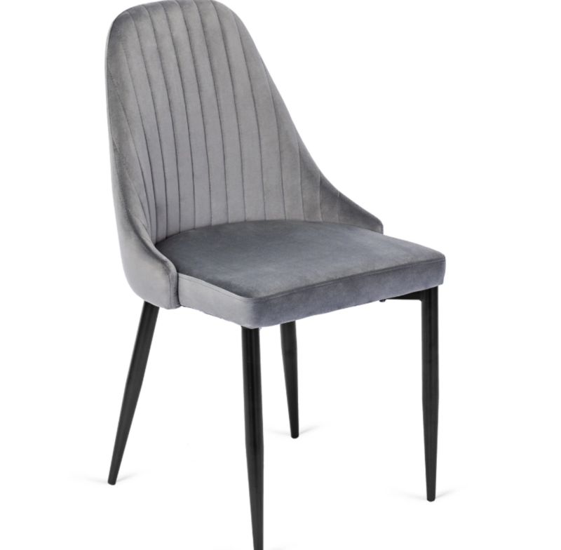 Krzesło Tapicerowane Bari Mebel Elite Welurowe Szare 1 szt