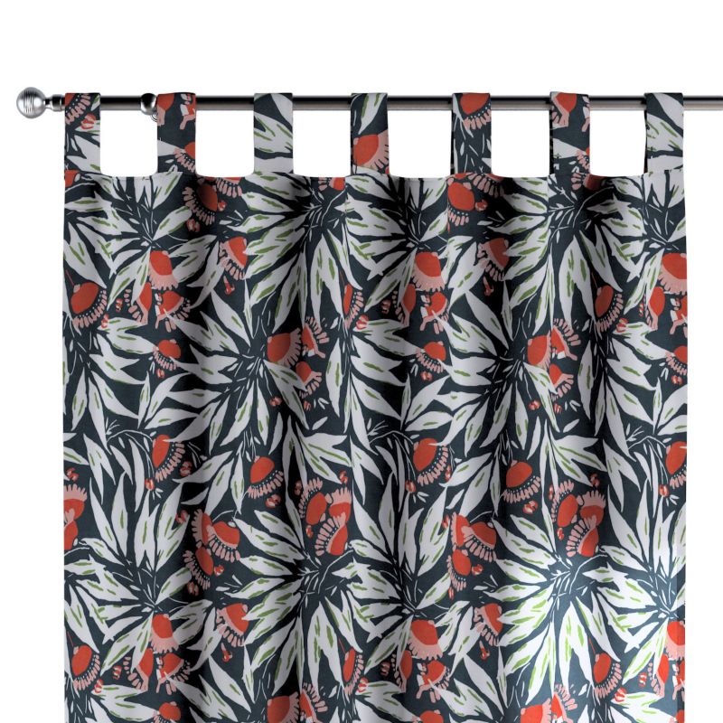 Zasłona na szelkach 1 szt. 130 x 245 cm Dekoria kwiaty na granatowym tle 1 szt.