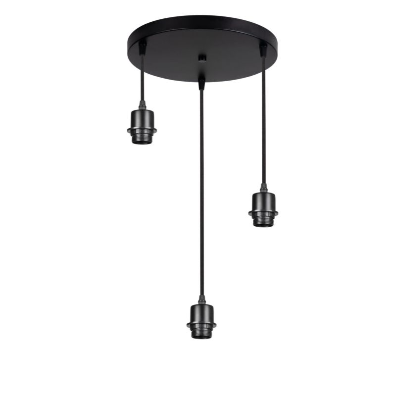 Lampa wisząca LightLogic LL PEDANT LAMP-O 03 B 31472 sufitowa zwis loft sznur oprawa czarna loft 3x E27 LED regulacja 1 szt.