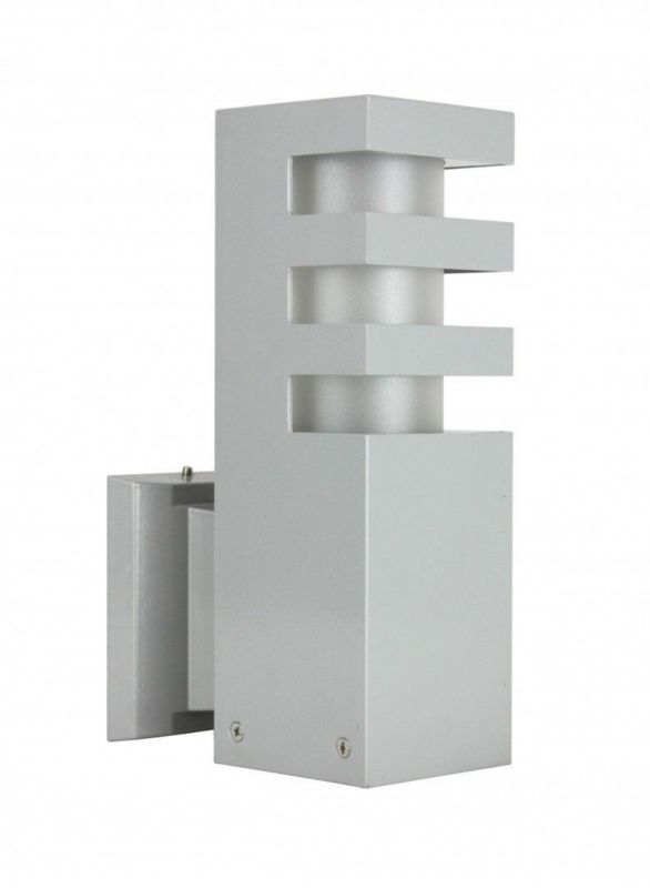 Kinkiet ścienny zewnętrzny SU-MA Rado srebrny 1 x E27 x IP54 wym: 25 x 8 x 14 cm - 1 szt.