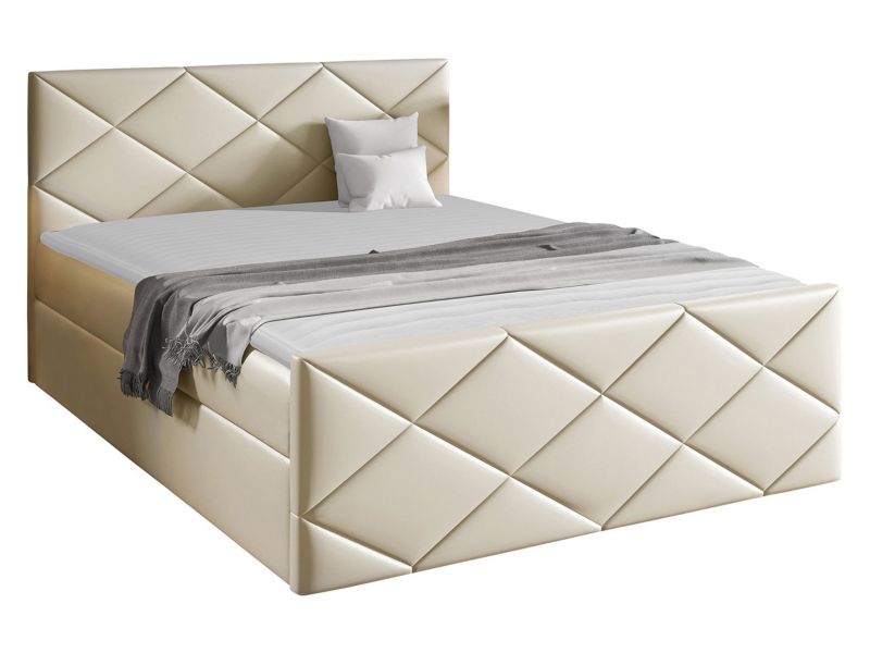 Łóżko kontynentalne MIRJAN 24 Herkules 160x200 ekoskóra chłodny beż 1 szt.