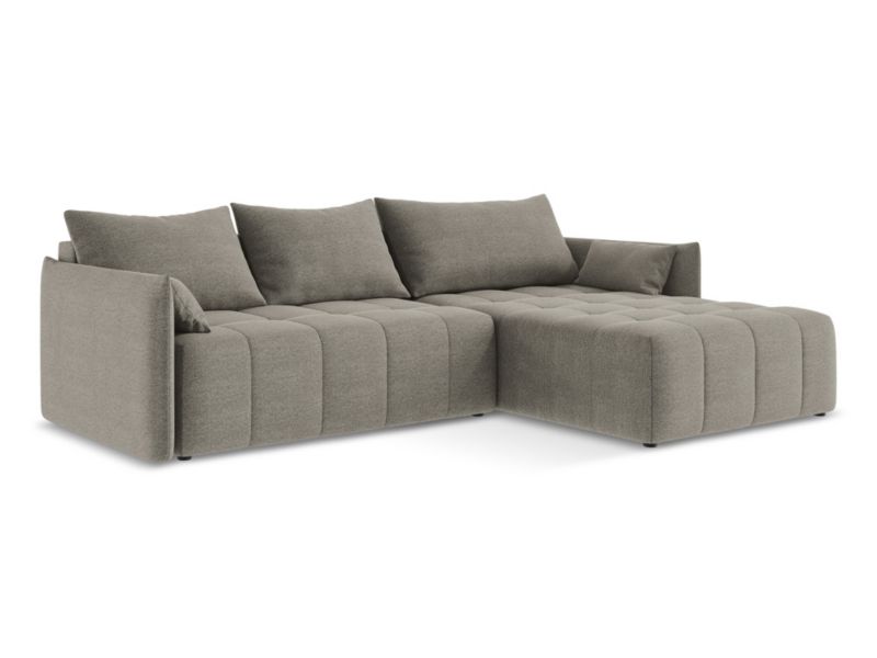 Narożnik prawostronny z funkcją spania LaMiaSofa BOLSENA z tkaniny bouclé 260x180 cm szary 1 szt.