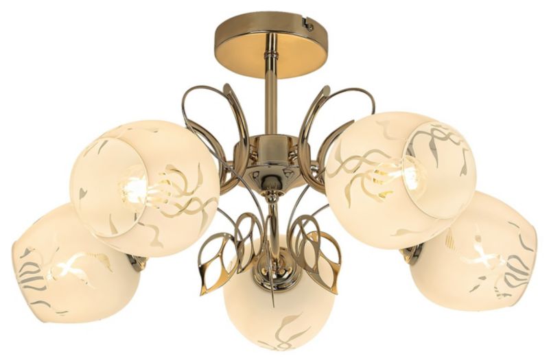 Żyrandol Rabalux Fauna złoto-biały wzorzysty 5 x E27 x 20W IP20 wym: 29 x 56 x 56 cm - 1 szt.