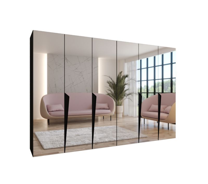 Szafa uchylna z lustrem otwierana Abiks PIANO 3 300 (2x150) wys 202 cm Czarny + Czarny 1 szt