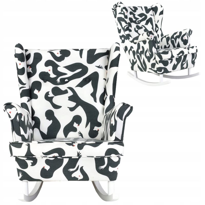 Fotel uszak do salonu bujany Family Meble ARI czarno biały 1szt