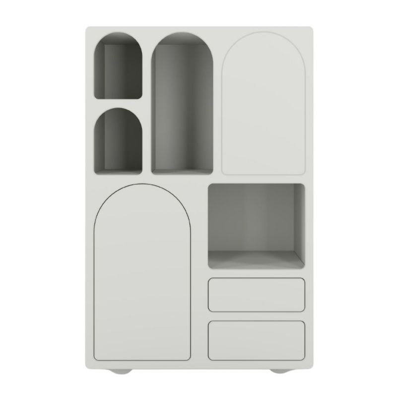 Drewniana komoda z łukami Visby OLIMPIA high mleczno-szara 1 szt.