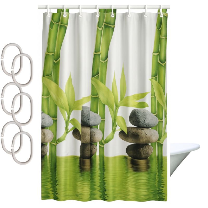 Zasłona prysznicowa Estiva tekstylna 180x200 wzór łodyga 1 szt.