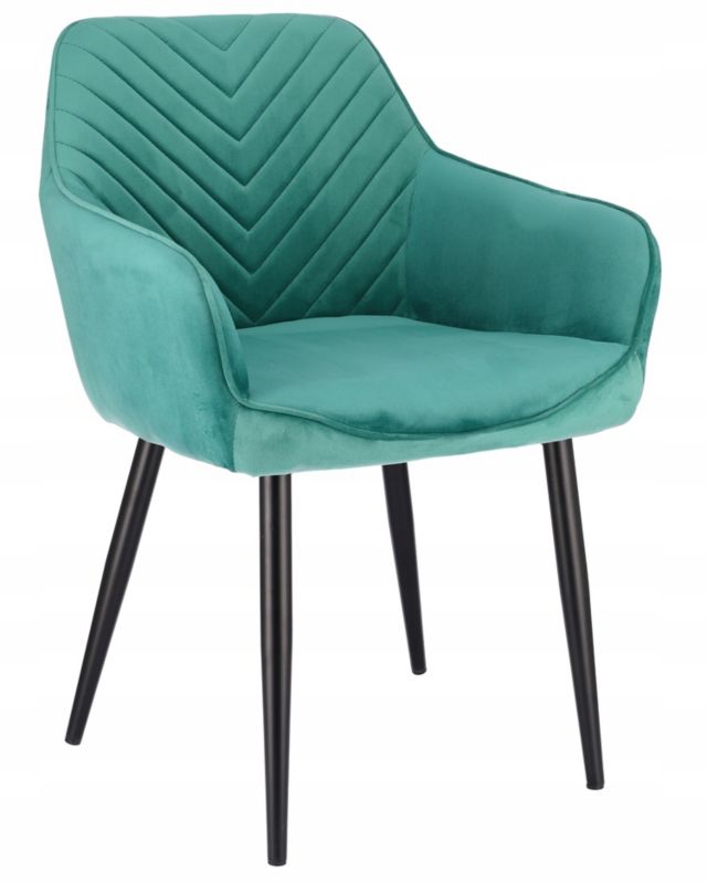 Krzesło welurowe JUMI tapicerowane zielone do jadalni salonu wygodne 1 szt.