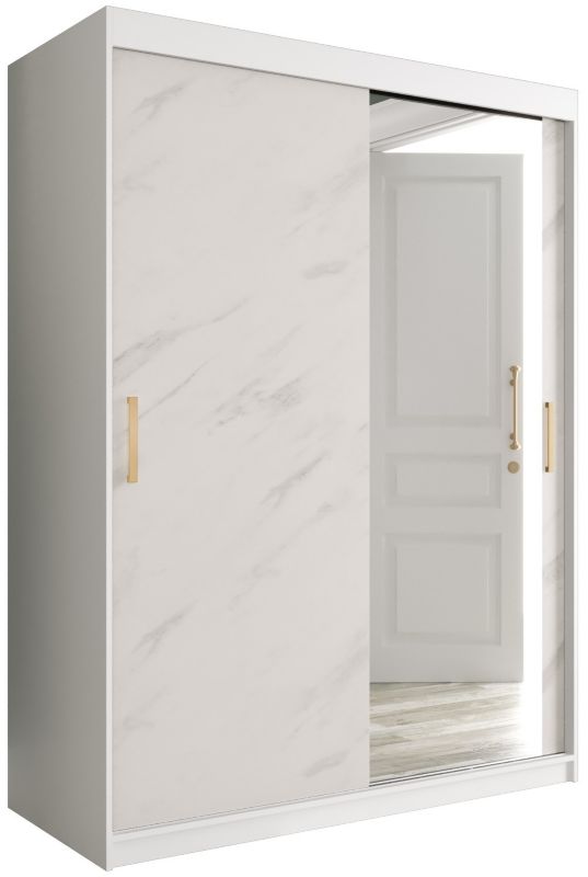 Szafa przesuwna Garderoba Abiks Marmur T2 150 biały + biały 1 szt.