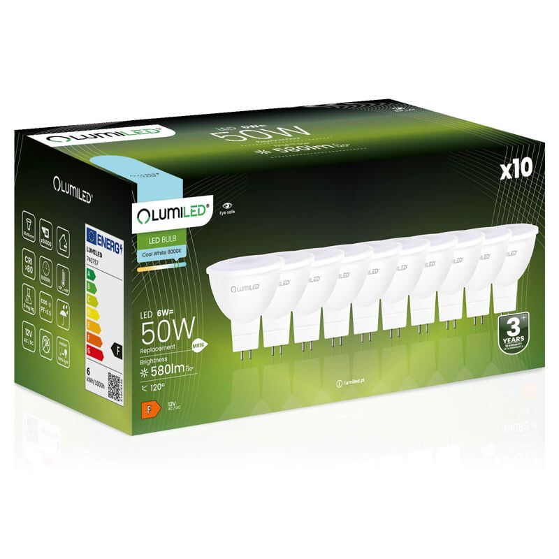 Żarówka LED LUMILED GU5.3 MR16 6W 580lm 6500K 120st 12V 10 szt.