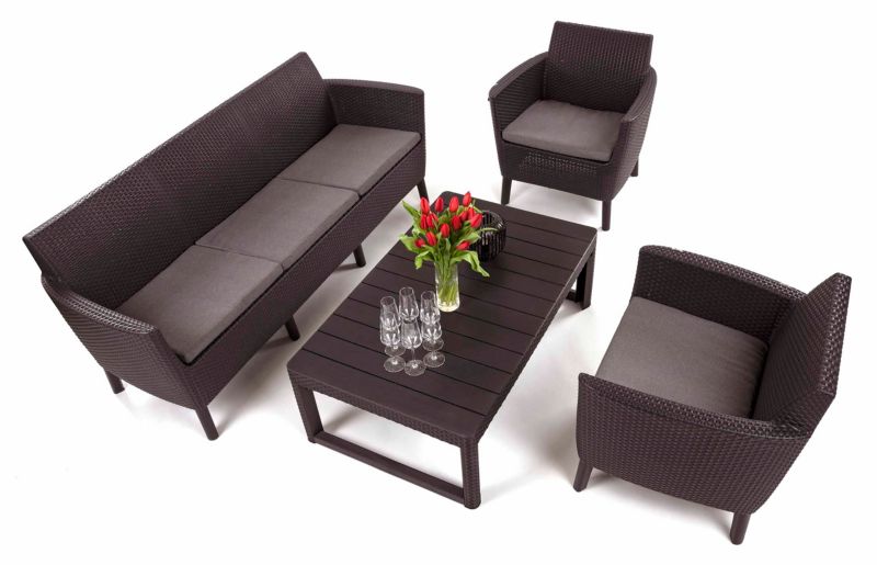 Zestaw mebli ogrodowych Keter SALEMO 3-SET LYON dla 5 osób Brązowy 1 kpl.