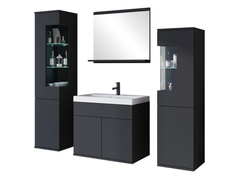 Meble łazienkowe MIRJAN 24 Nairobi z oświetleniem LED czarny grafit 1 kpl.