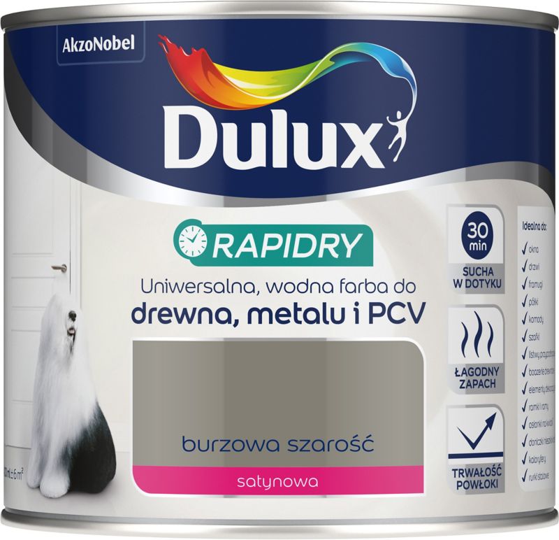 Emalia akrylowa Dulux Rapidry burzowa szarość 0,4 l