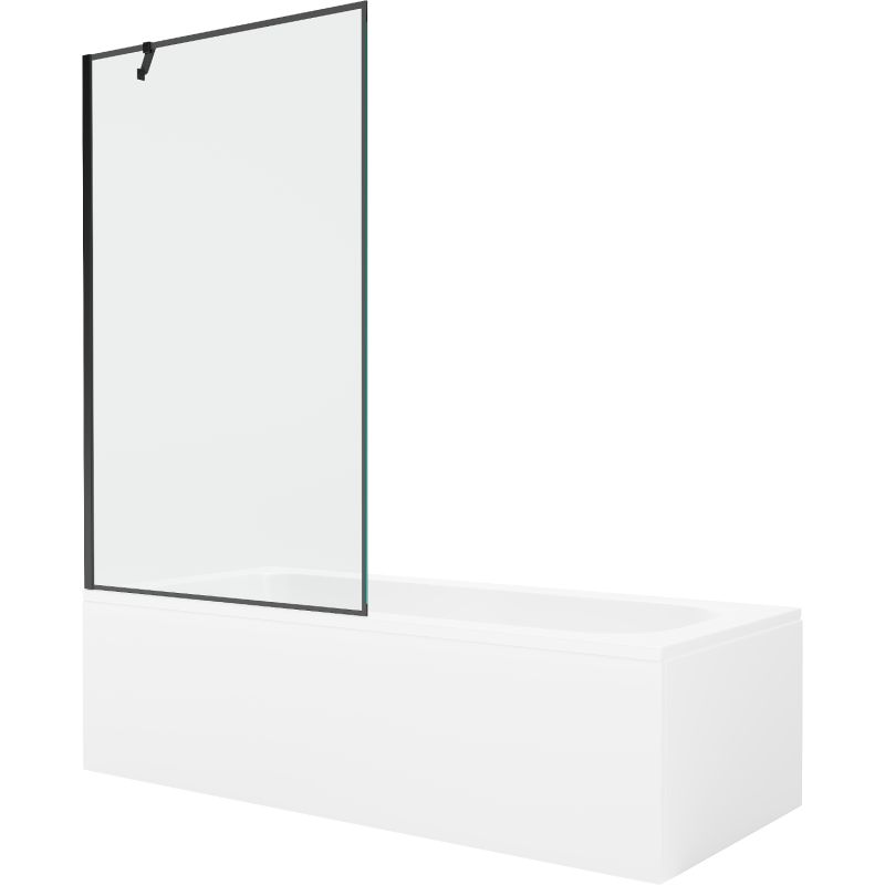 Wanna prostokątna Mexen Vega 150 x 70 cm z obudową i parawanem 1-skrzydłowym 100 cm czarny wzór 550115070X9510007070 1 szt.