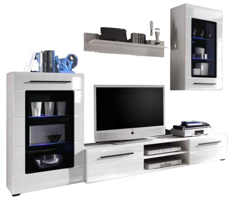 Meblościanka Matkam PUMP MDF 240cm LED biały połysk 1 szt.