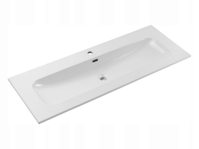 Umywalka meblowa FLY 120 cm wpuszczana prostokątna biały połysk 1 szt.