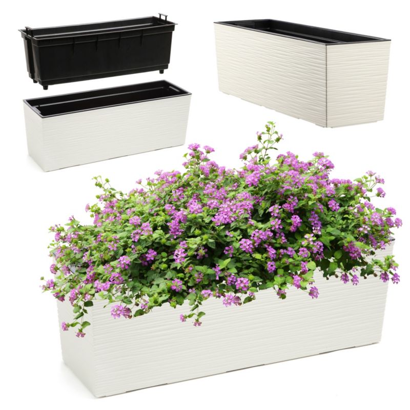 Doniczka KADAX Skrzynka Balkonowa + Wkład 19x56cm Krem 1szt.