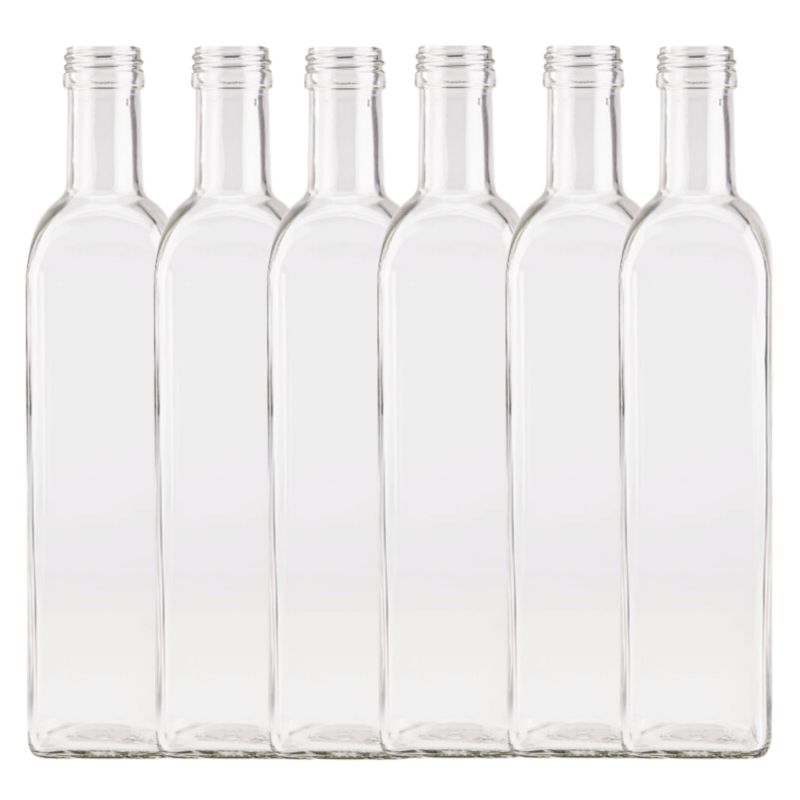 Butelki szklane MODO24 500 ml maraska kwadratowa na soki i oliwę fi 31 bez nakrętek 6 szt.