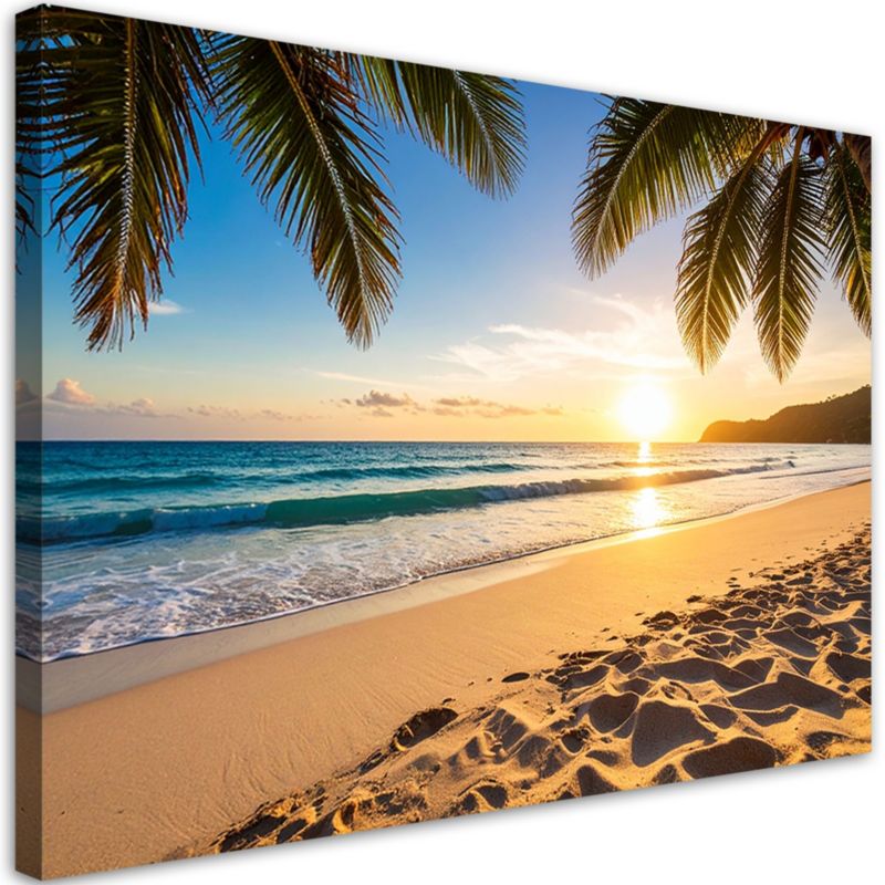 Obraz do salonu sypialni biura Feeby Zachód słońca Plaża Palmy 100x70cm 1szt