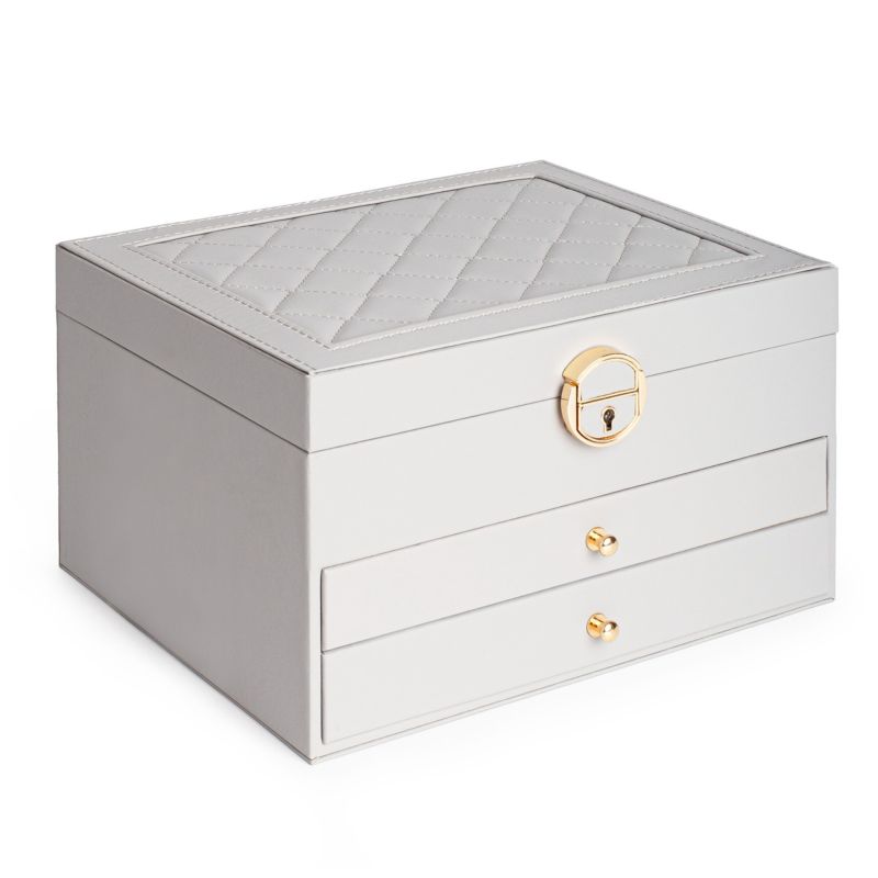 Szkatułka na biżuterię Be-active.pl duży kuferek do przechowywania elegancki szary 1 szt.