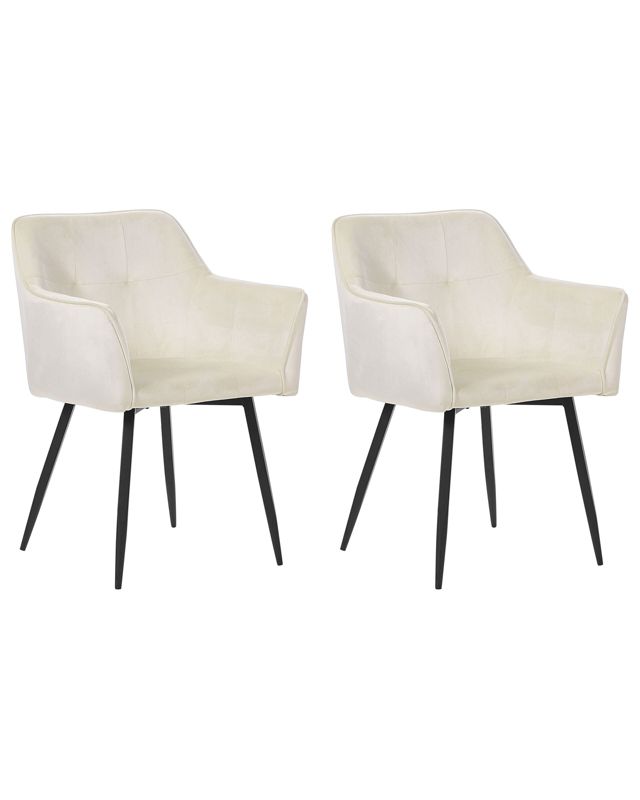 Zestaw 2 krzeseł do jadalni Jasmin Welur Kremowy 1 par.