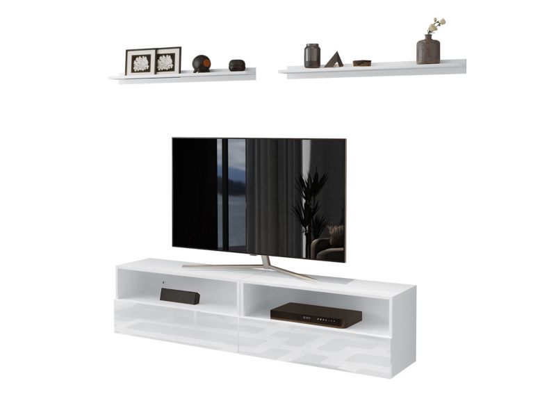 Szafka RTV z półkami MIRJAN 24 Boxing 23 biały / biały połysk 1 szt.