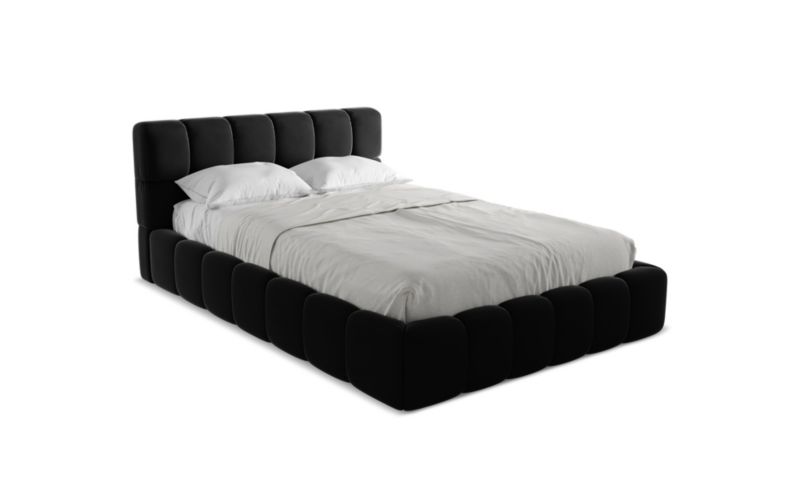 Łóżko LaMiaSofa Nalu z weluru 140x200 czarny 1 szt.