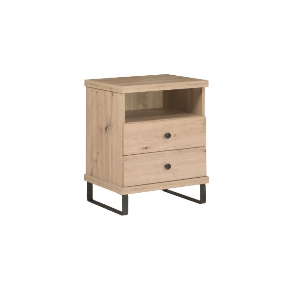 Szafka nocna Furnidea 48 cm z nóżkami metalowymi 10 cm dąb artisan czarny lamelowy CAMPA 1 szt.