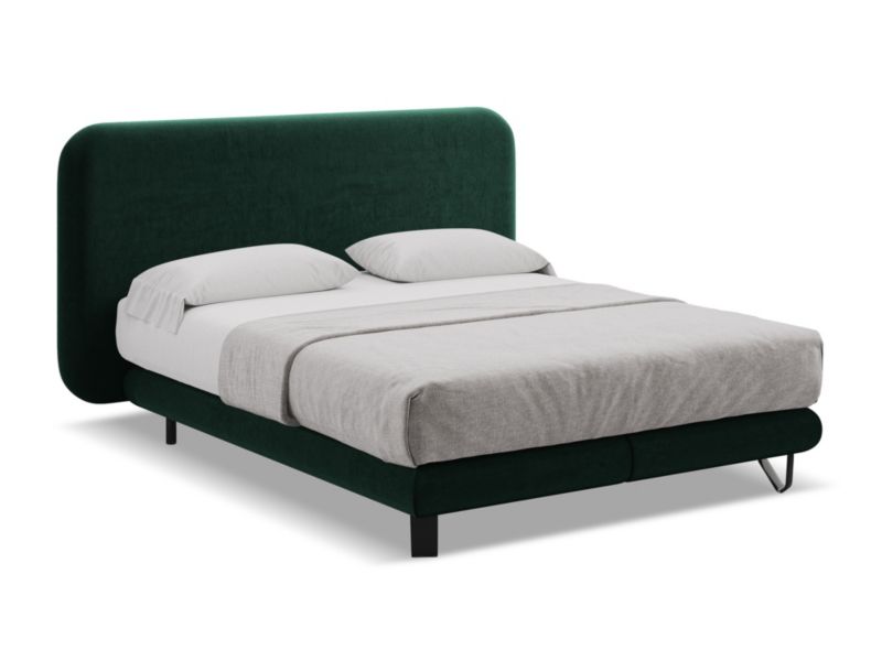 Łóżko LaMiaSofa Ilima z weluru 140x200 butelkowa zieleń 1 szt.
