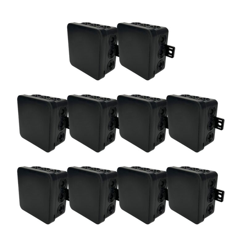 Puszka natynkowa EDO hermetyczna elastyczna 85x85x41mm 12-wlotowa, zamknięcie "na klik" IP54 czarna 10szt.