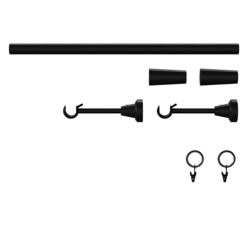 Karnisz pojedynczy GoodHome Araxosi 19 mm 160 cm stożek czarny