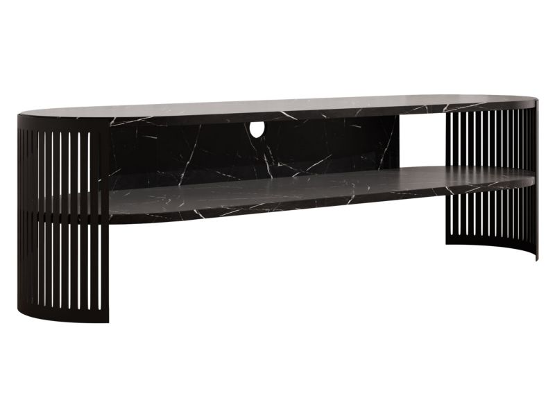 Szafka RTV owalna MIRJAN 24 Fikoli czarny/black pietra grigia 1 szt.