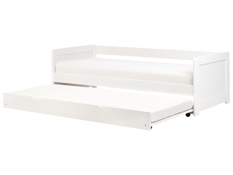 Łóżko wysuwane drewniane 90 x 200 cm białe Gravelines 1 szt.