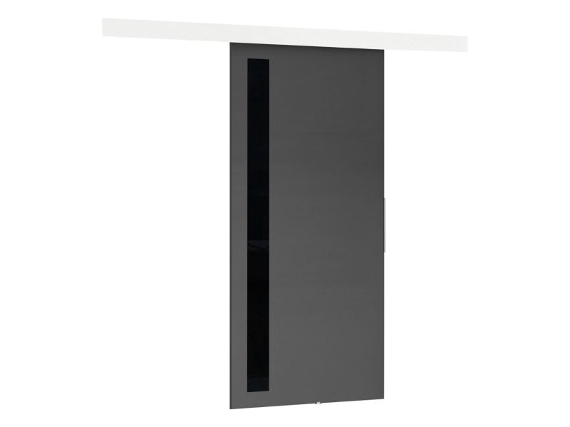 Drzwi przesuwne wewnętrzne MIRJAN 24 Malibu V 90 + samodomykacz antracyt + czarny lacobel 1 kpl.