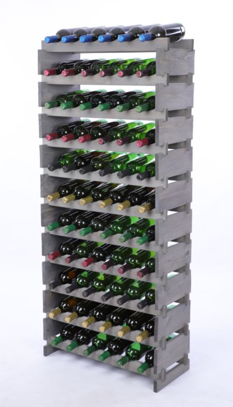 Stojak na wino MODO24 regał modułowy na butelki 11 leżni x 6 butelek montaż bez narzędzi impregnacja szara 1 szt.