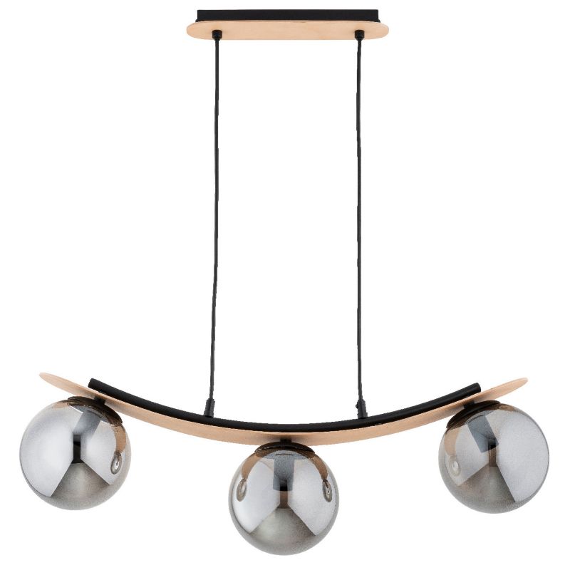 Lampa wisząca Alfa Naira 5020 jasne drewno-czarna-dymiona dekoracyjna 3xE14 x 10W 1 szt.