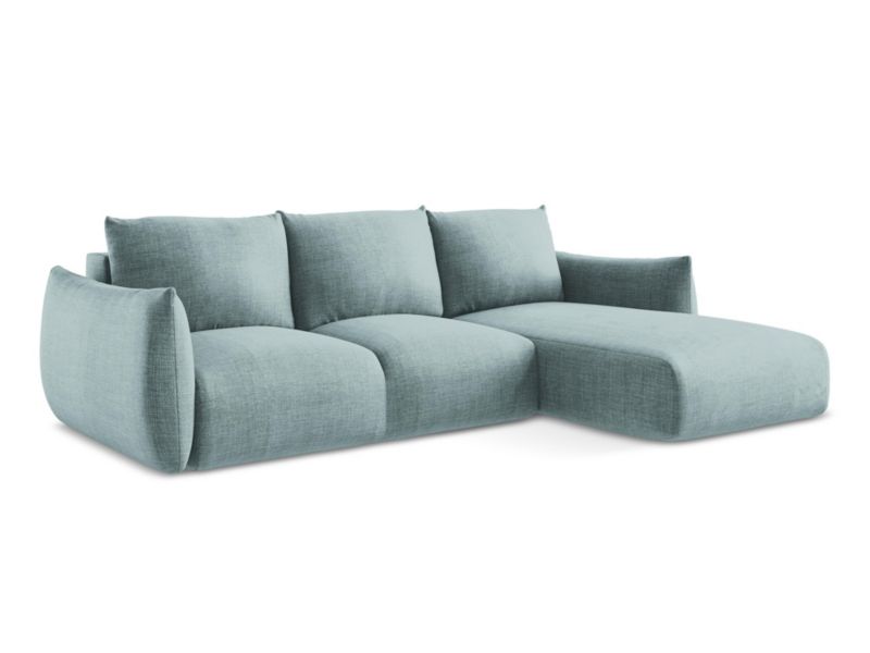 Narożnik prawostronny z funkcją spania LaMiaSofa SAVONA z tkaniny strukturalnej 242x162 cm jeans 1 szt.