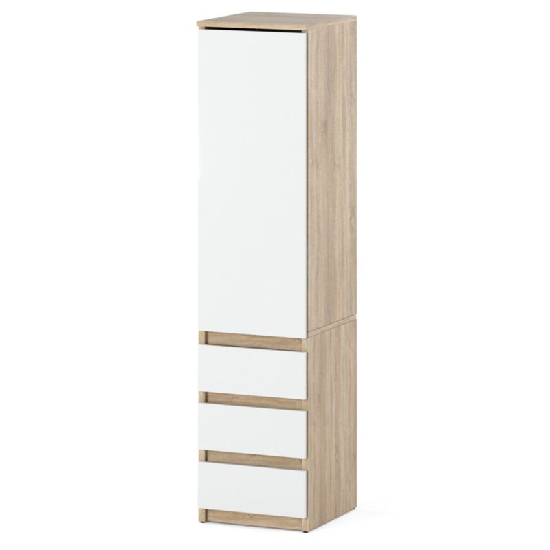 Szafa Hurtownia-Mebli Szuflady 3 Posti 40 3sz 40cm Dąb Sonoma Biały Mat 40x50x180 cm 1szt.