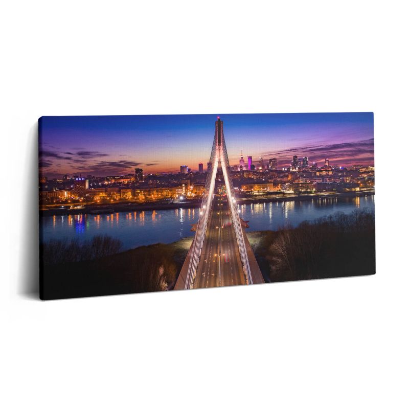 Obraz na płótnie Wallfluent 100x50 cm Most i miasto wieczorem 1 szt.